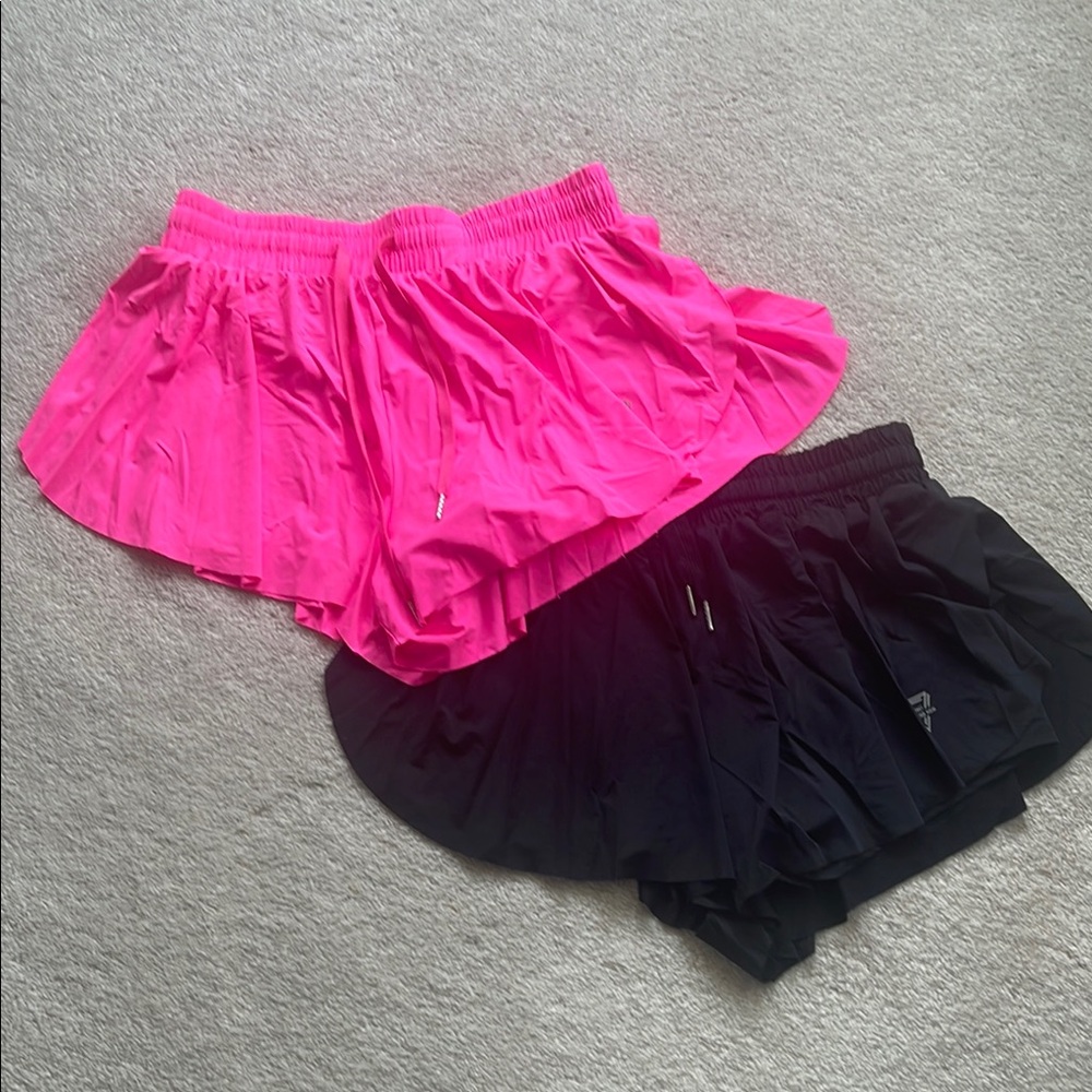Women's Pink and Black Athletic Shorts